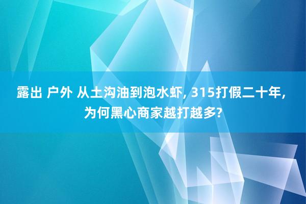 露出 户外 从土沟油到泡水虾, 315打假二十年, 为何黑心商家越打越多?