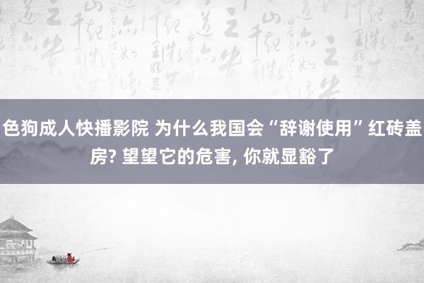 色狗成人快播影院 为什么我国会“辞谢使用”红砖盖房? 望望它的危害, 你就显豁了