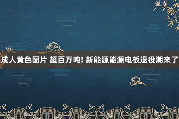 成人黄色图片 超百万吨! 新能源能源电板退役潮来了
