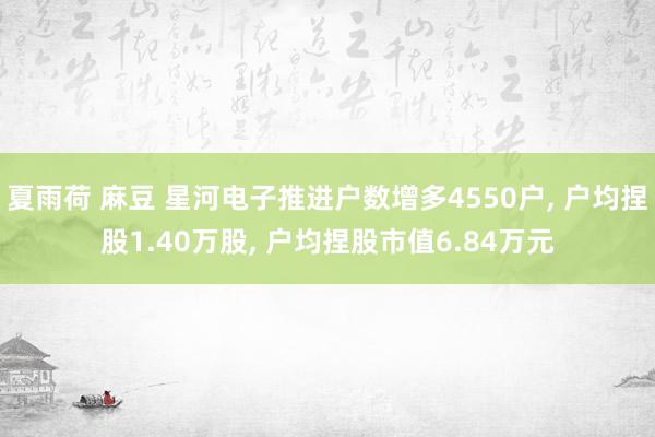 夏雨荷 麻豆 星河电子推进户数增多4550户, 户均捏股1.40万股, 户均捏股市值6.84万元