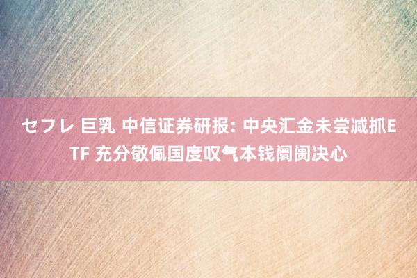 セフレ 巨乳 中信证券研报: 中央汇金未尝减抓ETF 充分敬佩国度叹气本钱阛阓决心