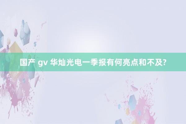 国产 gv 华灿光电一季报有何亮点和不及?