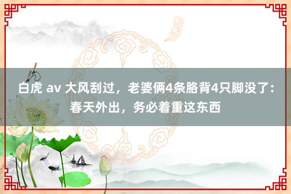 白虎 av 大风刮过，老婆俩4条胳背4只脚没了：春天外出，务必着重这东西